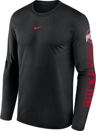 Nike Ohio State Primetime Stack Legend Nike Mens Dri-FIT College Long-Sleeve T-Shirt in Black | NKGT00AOH-EKV