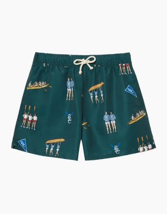 Pompeii Mens Pompeii Rowing Pine Swim Trunks - Green - Size: 32/34/35