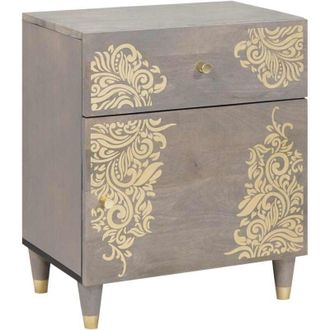 vidaXL Cabinet De Noche Con Puerta Con Caj&oacute;n Gris 50 X 33 X 60 Cm Vidaxl