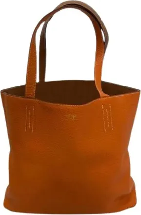 Herm&egrave;s Vintage, unisex, Oranje, ONE Size, Leer, Pre-owned Double Sens 45 Reversible Tote Bag