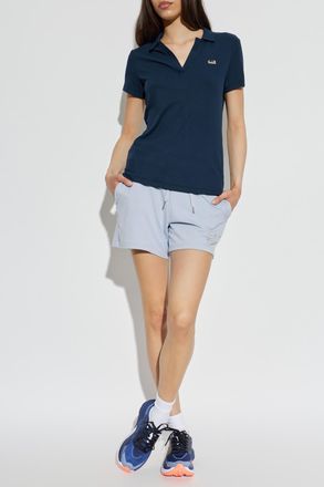 Emporio Armani Ribbed Polo, Womens, Navy Blue