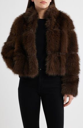 BCBGeneration Chubby Crop Faux Fur Jacket in Dark Mocha at Nordstrom, Size X-Large