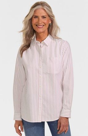 Lands End Oxford Shirt in White/compass Red Stripe at Nordstrom, Size X-Large P