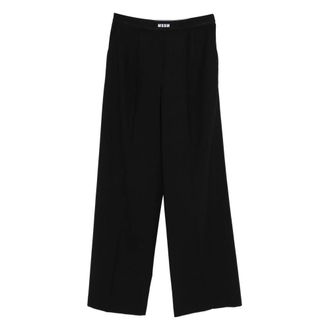 Msgm Wide Trousers, female, Black, Size: 2XS Palazzo Trousers