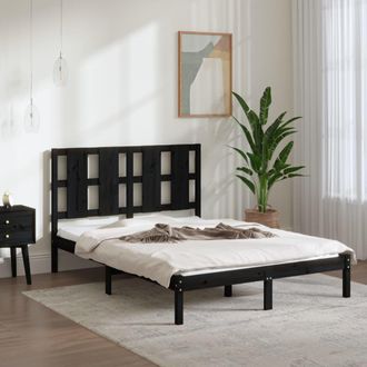 vidaXL Vidaxl - Estructura De Cama De Madera Maciza De Pino Negra 140x190 Cm