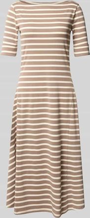 Lauren Ralph Lauren Midikleid mit U-Boot-Ausschnitt Modell MUNZIE in Taupe Melange, Größe XXL