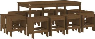vidaXL Vidaxl - 13 Piece Garden Dining Set Honey Brown Solid Wood Pine