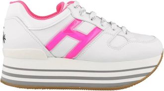 Hogan Womens Maxi Sneakers In White/pink