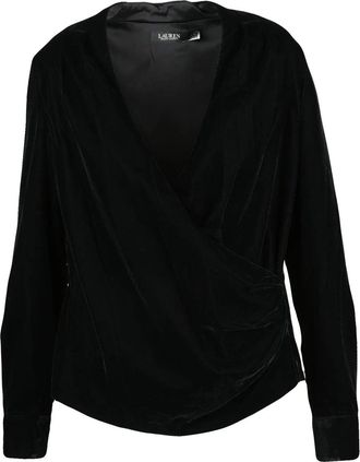 Ralph Lauren Black Polyester Wrap Velvet Blouse