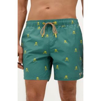 Scalpers Neon Skull Swimsuit in Khaki at Nordstrom, Size Xx-Large Eu