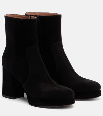 Valentino Garavani Stivaletti Fawcette 90 in suede con plateau