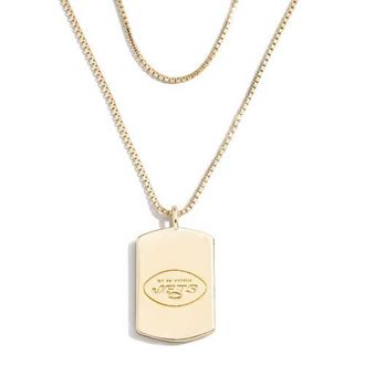 WEAR by Erin Andrews x Baublebar New York Jets Gold Dog Tag Necklace at Nordstrom
