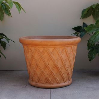 PRIMROSE Round Concrete Garden Planter in Terracotta 46cm