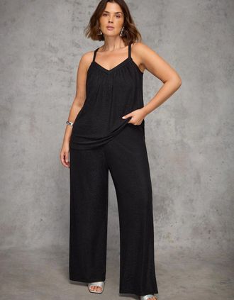 Live Unlimited London Womens Black Sparkle Jersey Trousers - Size: 22