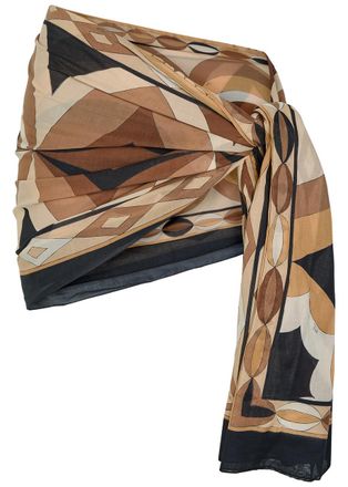 Pucci Printed Cotton Sarong - Black - One Size