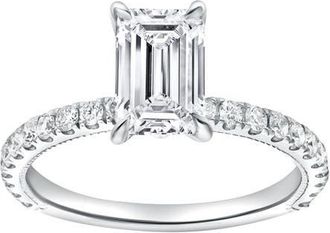 LuvMyJewelry Kiara 14K Gold Emerald Cut Lab Grown Diamond Engagement Ring - 2 ct in 14K White Gold at Nordstrom, Size 5