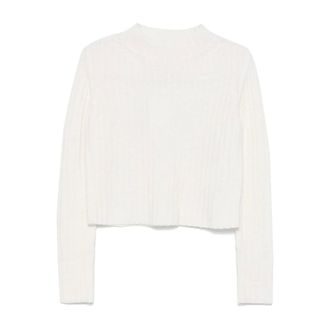 Max Mara Turtlenecks, female, White, Size: XS Ribbed Knit Mock Neck Sweater