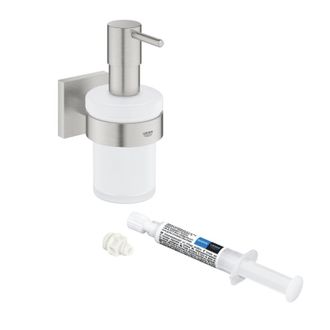 GROHE Dispensador De Jab&oacute;n Con Soporte Grohe Start Cube Supersteel + Grohe Quickglue A1 Para Acceso Con Placa De Fijaci&oacute;n