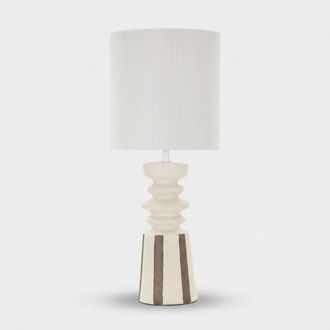 Les Tendances L&aacute;mpara De Mesa De Cer&aacute;mica Con Pantalla Tribal