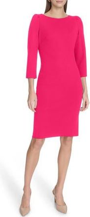 Calvin Klein Three-Quarter Sleeve Scuba Crepe Sheath Dress in Watermelon at Nordstrom Rack, Size 12