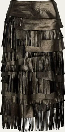 Ralph Lauren Collection Belinda Metallic Lambskin Skirt
