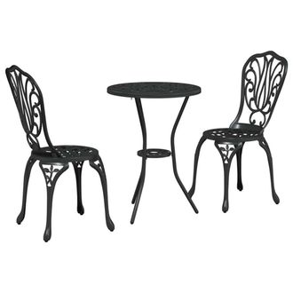 Berkfield Home 3-Piece Garden Bistro Set in Black Cast Aluminum