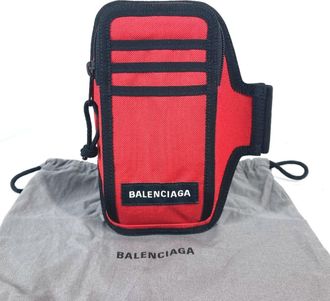 Balenciaga Black Red Color Nylon Pouch (Pre-Owned)