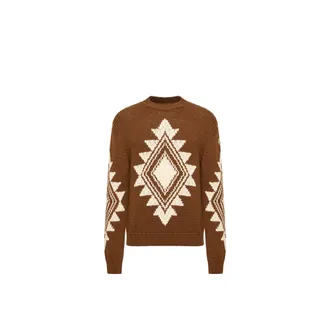 Moncler Moncler Geometric Jacquard Wool Blend Sweater, Men, Brown, Size: 3xl