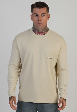 Siksilk Mens Ecru LS Logo T-Shirt XXL