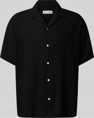 Jack & Jones Jack & Jones Relaxed Fit Freizeithemd aus Viskose-Leinen-Mix Modell WAYNE in Black, Gr&ouml;&szlig;e XXL