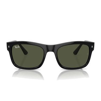 Ray-Ban Rechthoekige zonnebril met groene lenzen - unisex - Zonnebrillen - Zwart - 56 MM - Accessoires