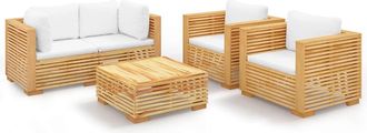 vidaXL Juego Muebles De Jard&iacute;n 5 Piezas Y Cojines Madera Maciza Teca Vidaxl
