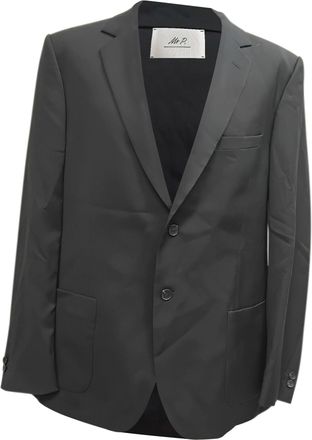 Mr P. Mr, P. Single-Breasted Blazer with Pockets in Black Wool