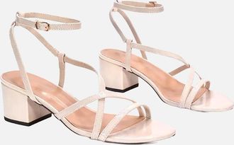 XY London Womens XY London Womens/Ladies Maria Patent Strappy Block Heel Sandals - Pink - Size: 5