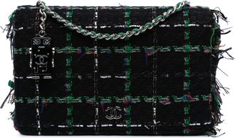 Chanel Pre-owned Womens Tweed Shoulder Bag Chain Strap - Black Textile - One Size