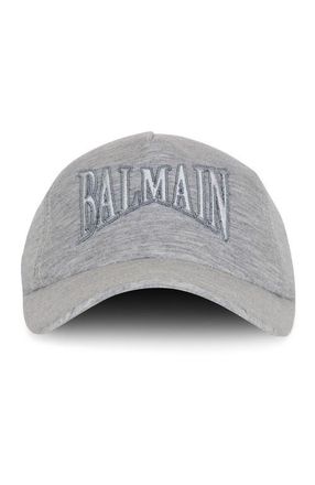 Balmain Embroidered jersey cap in Grey at Nordstrom
