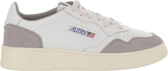 Autry Low-Top Leather Sneakers with Suede Inserts and Logo Details