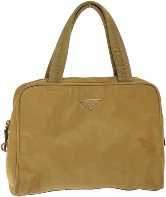 Prada Tessuto Beige Canvas Handbag (Pre-Owned)