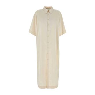 Carven Shirt Dresses, female, White, Size: M Satin-finish Midi Shirt Dress