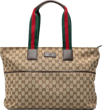 Gucci Pre-owned Womens Gg Canvas Web Tote - Brown Textile - One Size