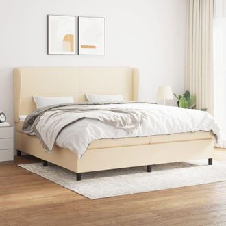vidaXL Vidaxl - Cama Box Spring Con Colch&oacute;n Tela Color Crema 200x200 Cm