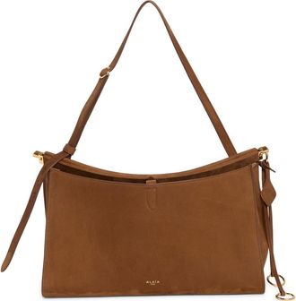 Alaia Le Click Pocket Nubuck Leather East/West Shoulder Bag in Terre Dombre 2 731 at Nordstrom