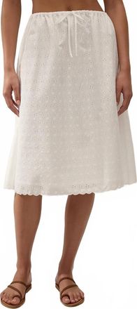 Faithfull The Brand Santana Midi Skirt In Lucy Broderie White