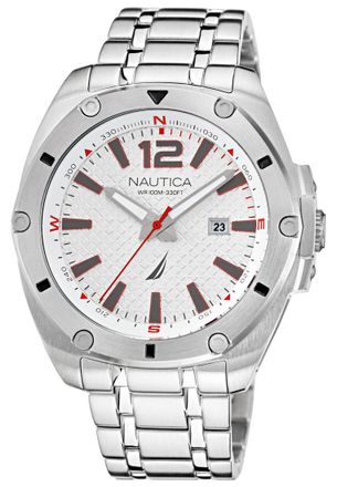 Nautica NAPTCS221 Mens Tin Can Bay Watch - Silver - One Size