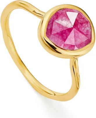 Monica Vinader Gold Siren Gemstone Ring Pink Quartz