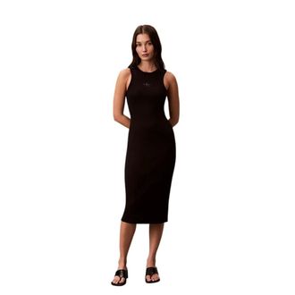 Calvin Klein Kleedjes, Dames, Zwart, S, Maxi Kleedjes