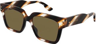 Gucci Havana Vierkante Zonnebril - Heren - Zonnebrillen - Bruin - 54 MM - Accessoires