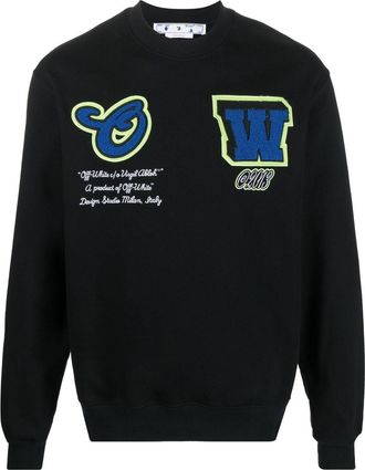 Off-white logo-patches cotton sweatshirt - men - Polyester/Cotton - S - Black