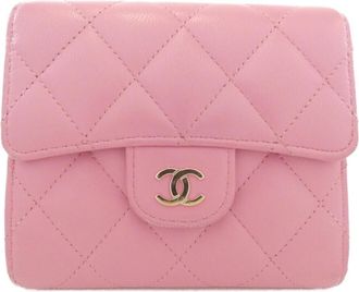 Chanel Pink Leather Wallet (Tri-Fold) (Pre-Owned)