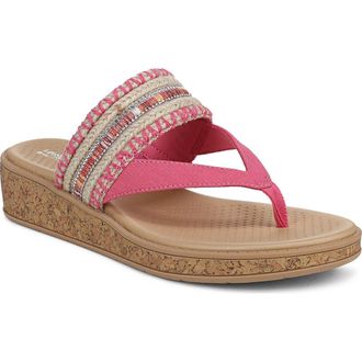 Life Stride Birdie Wedge Flip Flop in Natural/Pink Multi at Nordstrom, Size 6.5